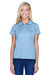 Harriton M315W Womens Polytech Moisture Wicking Short Sleeve Polo Shirt Light Blue Model Front