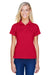 Harriton M315W Womens Polytech Moisture Wicking Short Sleeve Polo Shirt Red Model Front