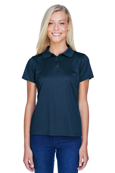 Harriton M315W Womens Polytech Moisture Wicking Short Sleeve Polo Shirt Navy Blue Model Front