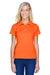 Harriton M315W Womens Polytech Moisture Wicking Short Sleeve Polo Shirt Team Orange Model Front