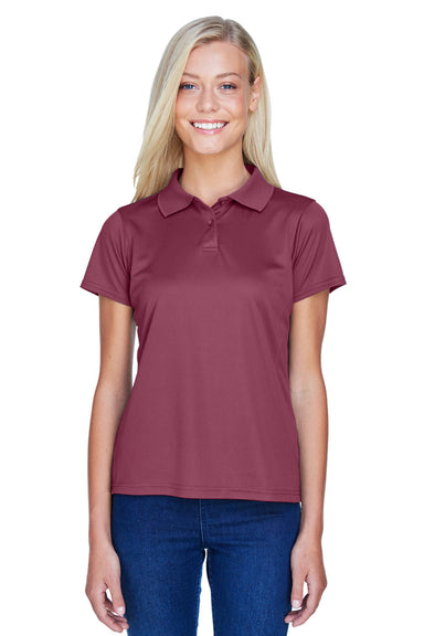 Harriton M315W Womens Polytech Moisture Wicking Short Sleeve Polo Shirt Maroon Model Front