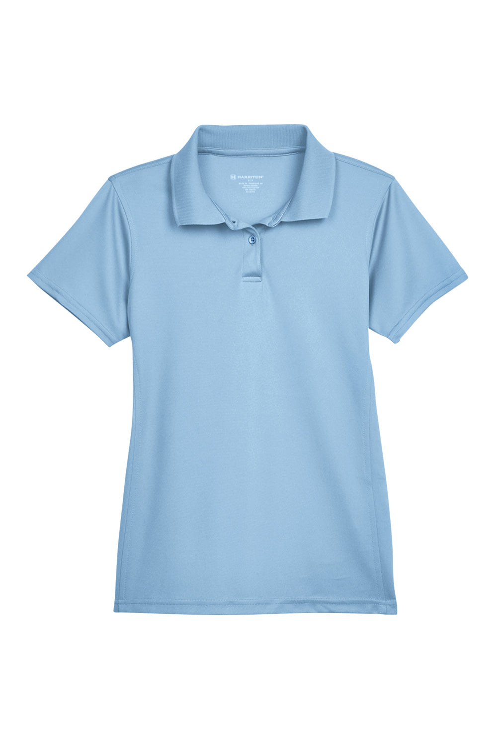 Harriton M315W Womens Polytech Moisture Wicking Short Sleeve Polo Shirt Light Blue Flat Front