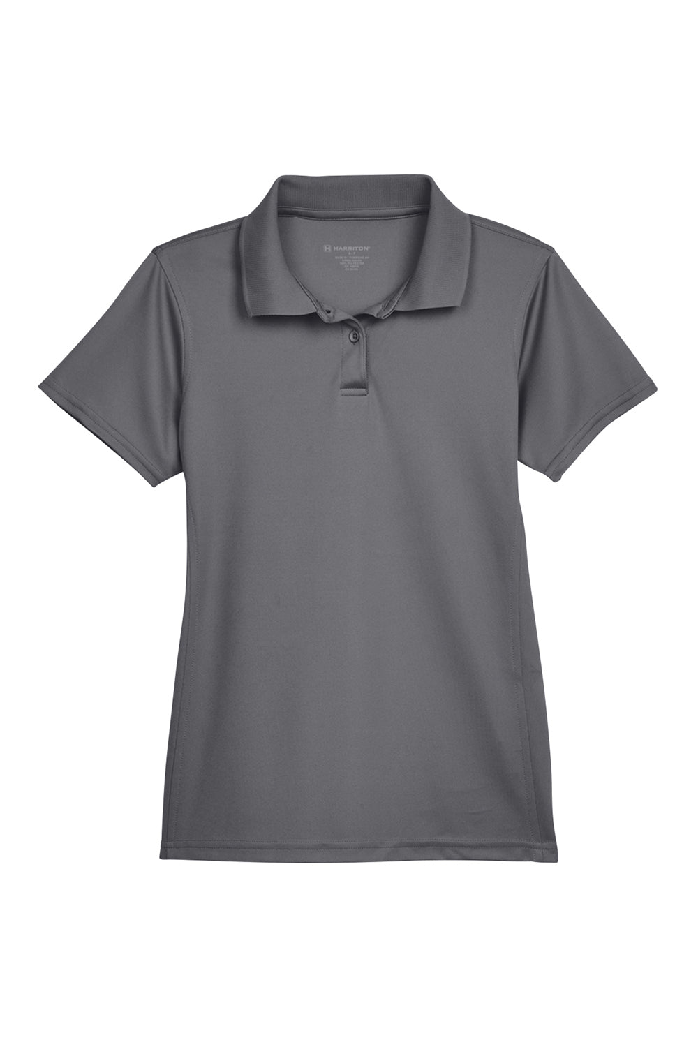 Harriton M315W Womens Polytech Moisture Wicking Short Sleeve Polo Shirt Charcoal Grey Flat Front