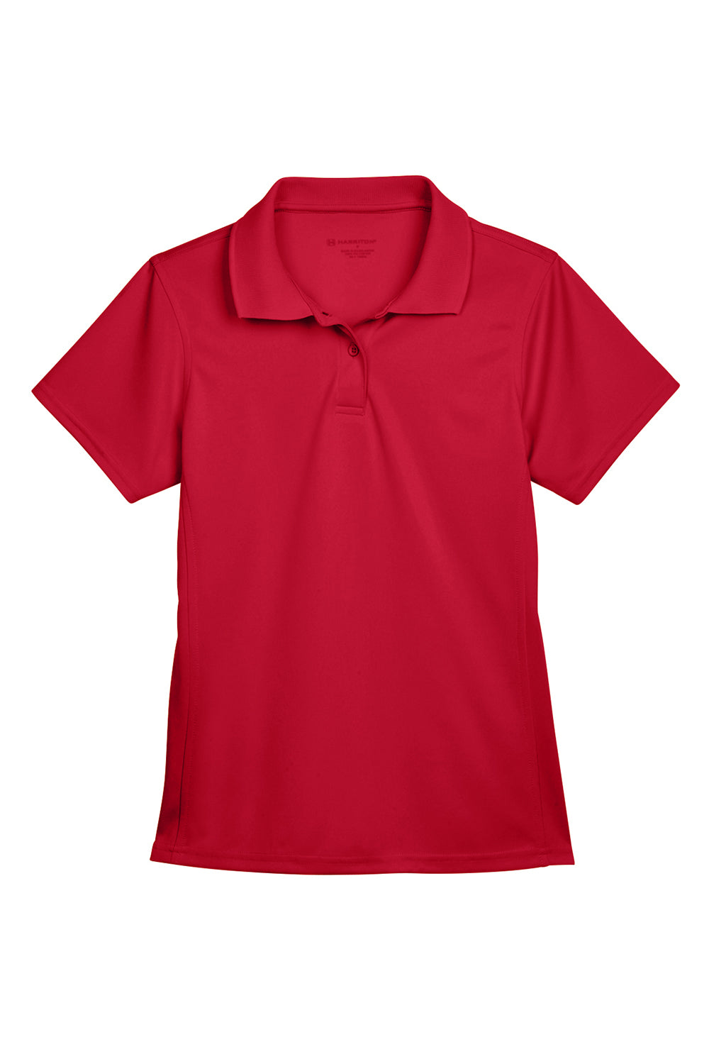 Harriton M315W Womens Polytech Moisture Wicking Short Sleeve Polo Shirt Red Flat Front