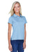 Harriton M315W Womens Polytech Moisture Wicking Short Sleeve Polo Shirt Light Blue Model 3q