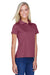 Harriton M315W Womens Polytech Moisture Wicking Short Sleeve Polo Shirt Maroon Model 3q