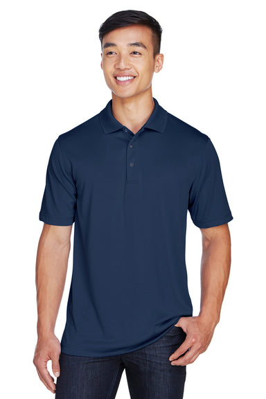 Harriton M345 Mens Advantage Moisture Wicking Short Sleeve Polo Shirt Dark Navy Blue Model Front