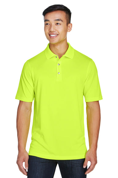 Harriton M345 Mens Advantage Moisture Wicking Short Sleeve Polo Shirt Safety Yellow Model Front