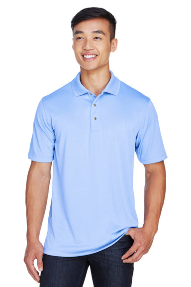 Harriton M345 Mens Advantage Moisture Wicking Short Sleeve Polo Shirt Industry Blue Model Front