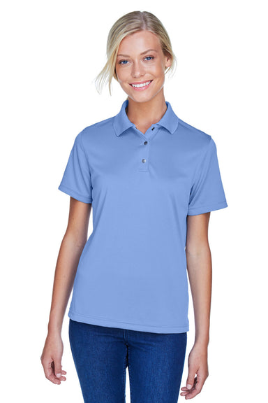 Harriton M345W Womens Advantage Moisture Wicking Short Sleeve Polo Shirt Industry Blue Model Front