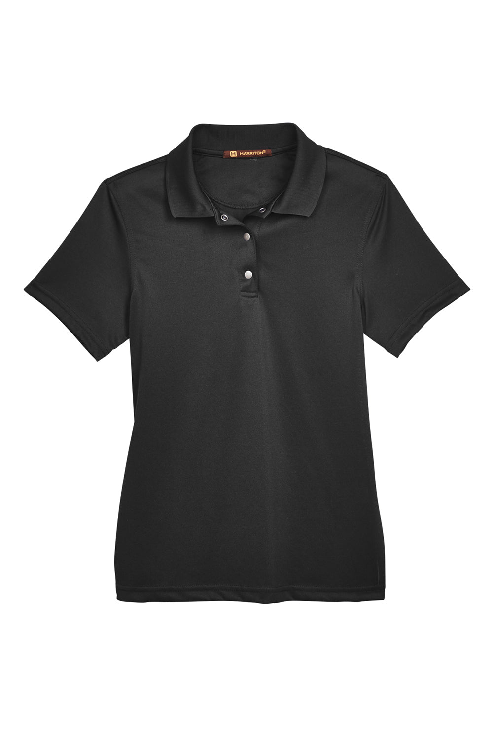 Harriton M345W Womens Advantage Moisture Wicking Short Sleeve Polo Shirt Black Flat Front