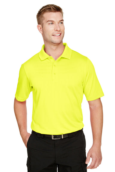 Harriton M348 Mens Advantage Performance Moisture Wicking Short Sleeve Polo Shirt Safety Yellow Model Front