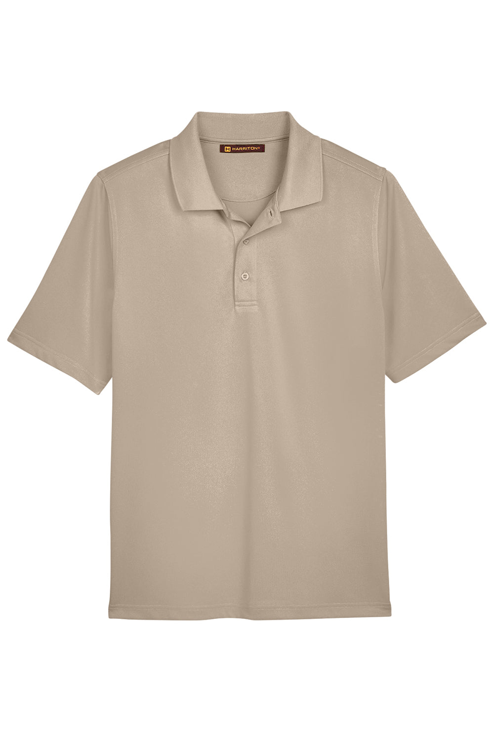 Harriton M348 Mens Advantage Performance Moisture Wicking Short Sleeve Polo Shirt Khaki Flat Front