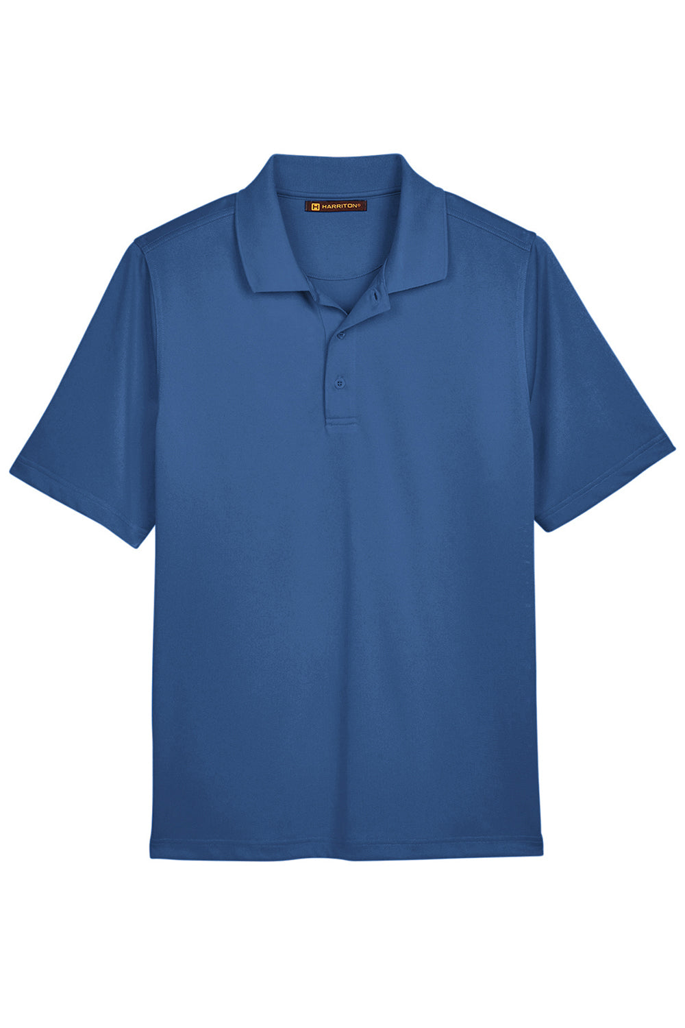 Harriton M348 Mens Advantage Performance Moisture Wicking Short Sleeve Polo Shirt Pool Blue Flat Front