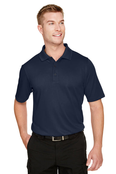 Harriton M348 Mens Advantage Performance Moisture Wicking Short Sleeve Polo Shirt Dark Navy Blue Model Front