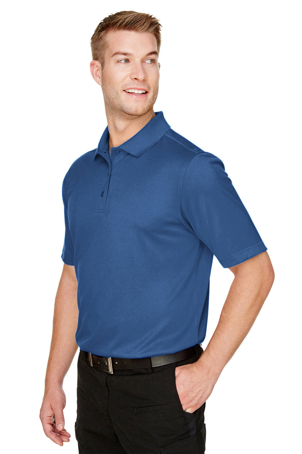 Harriton M348 Mens Advantage Performance Moisture Wicking Short Sleeve Polo Shirt Pool Blue Model 3q