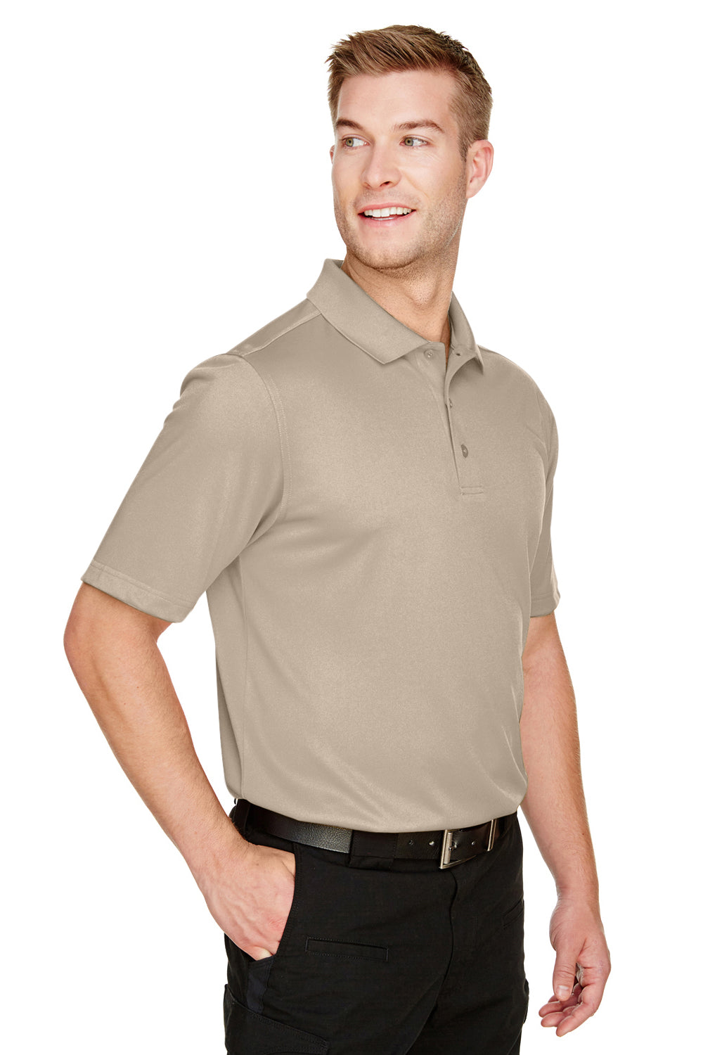 Harriton M348 Mens Advantage Performance Moisture Wicking Short Sleeve Polo Shirt Khaki Model 3q