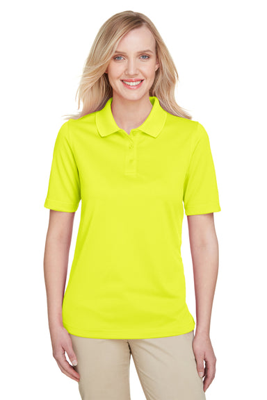 Harriton M348W Womens Advantage Performance Moisture Wicking Short Sleeve Polo Shirt Safety Yellow Model Front