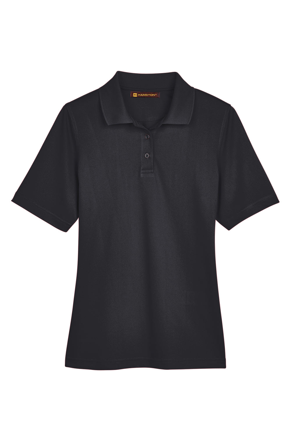 Harriton M348W Womens Advantage Performance Moisture Wicking Short Sleeve Polo Shirt Black Flat Front