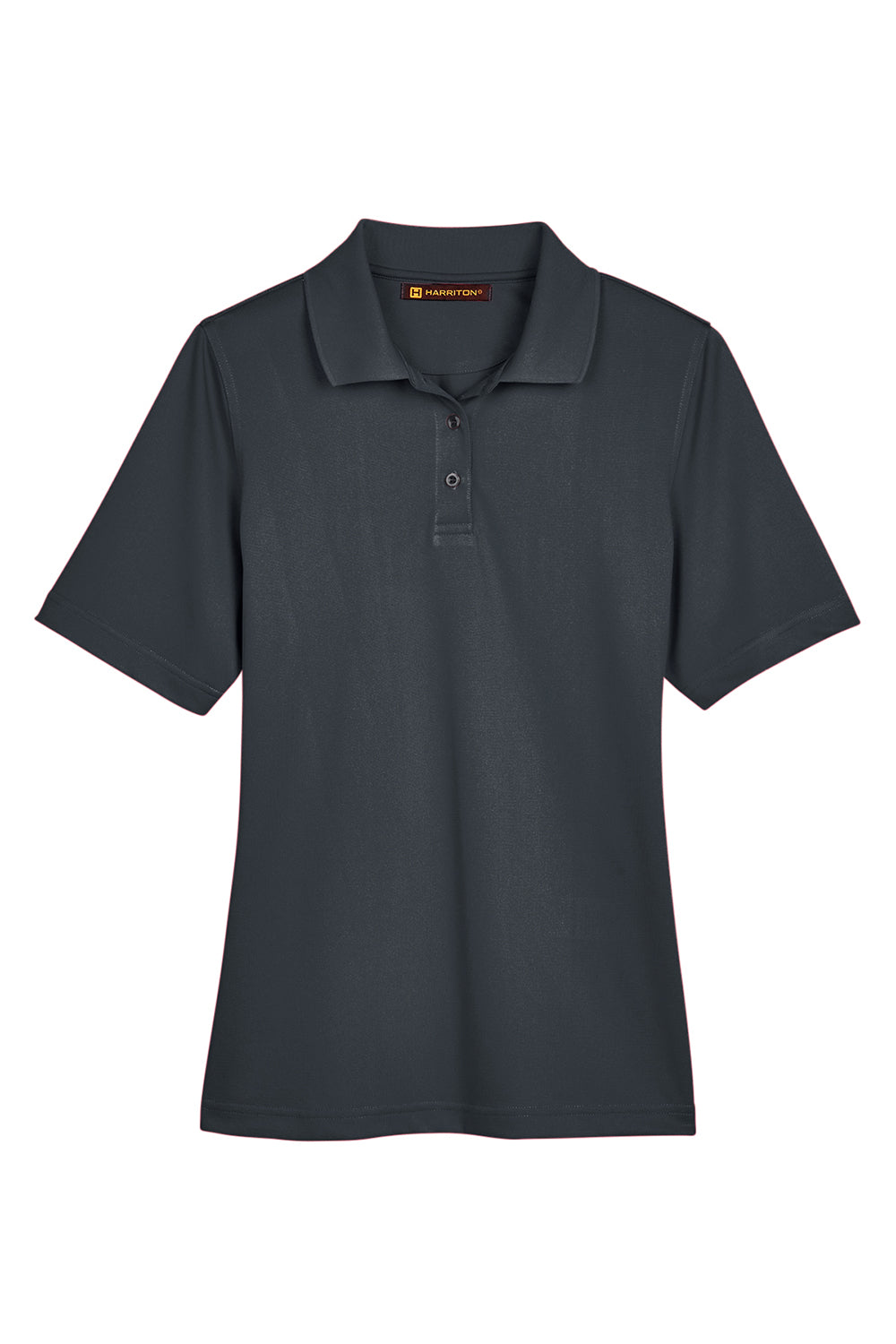 Harriton M348W Womens Advantage Performance Moisture Wicking Short Sleeve Polo Shirt Dark Charcoal Grey Flat Front