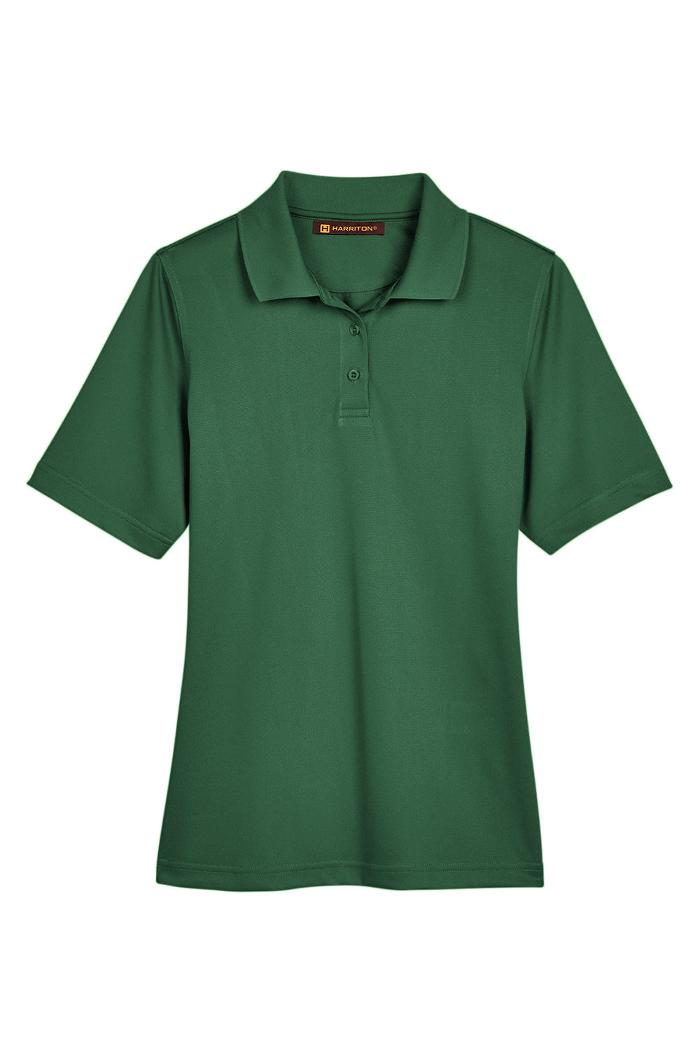 Harriton M348W Womens Advantage Performance Moisture Wicking Short Sleeve Polo Shirt Dark Green Flat Front