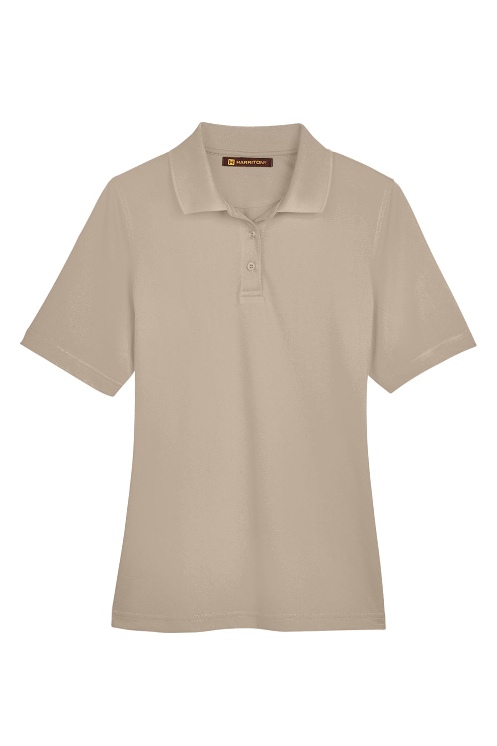 Harriton M348W Womens Advantage Performance Moisture Wicking Short Sleeve Polo Shirt Khaki Flat Front