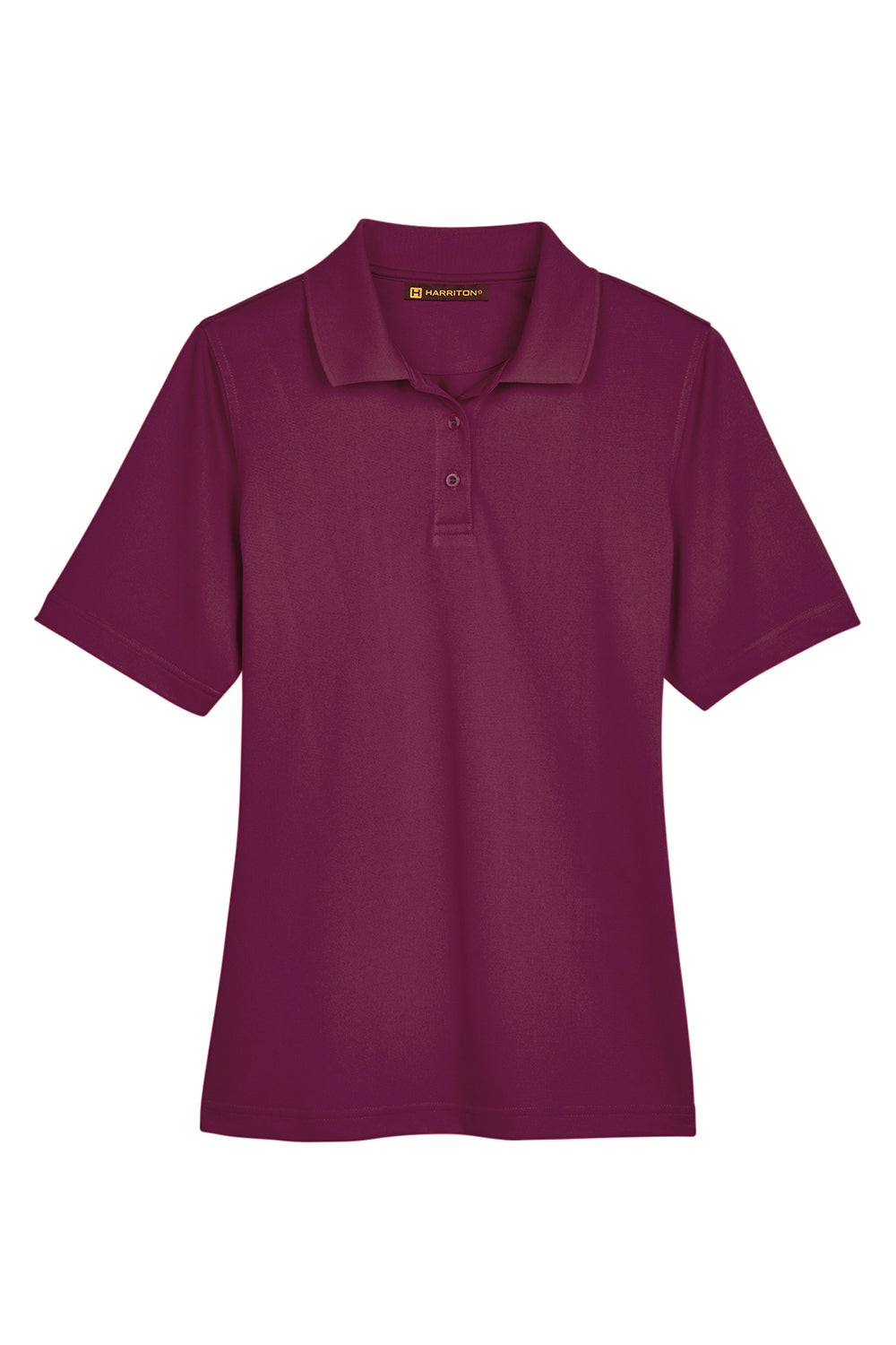 Harriton M348W Womens Advantage Performance Moisture Wicking Short Sleeve Polo Shirt Maroon Flat Front