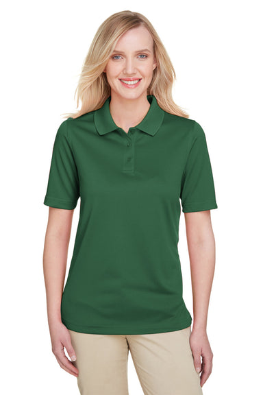 Harriton M348W Womens Advantage Performance Moisture Wicking Short Sleeve Polo Shirt Dark Green Model Front