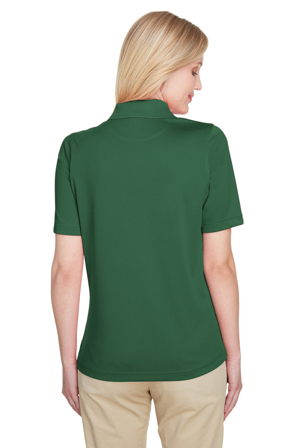 Harriton M348W Womens Advantage Performance Moisture Wicking Short Sleeve Polo Shirt Dark Green Model Back