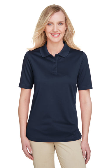 Harriton M348W Womens Advantage Performance Moisture Wicking Short Sleeve Polo Shirt Dark Navy Blue Model Front