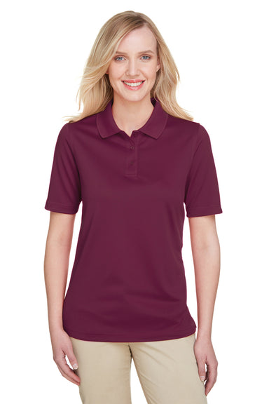 Harriton M348W Womens Advantage Performance Moisture Wicking Short Sleeve Polo Shirt Maroon Model Front