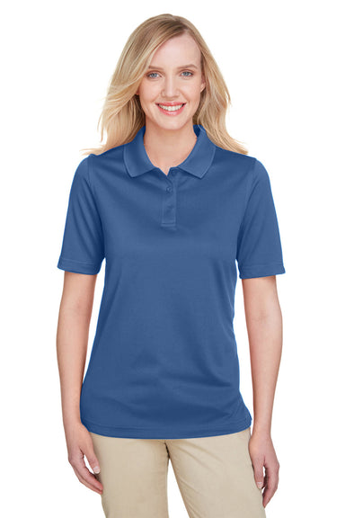 Harriton M348W Womens Advantage Performance Moisture Wicking Short Sleeve Polo Shirt Pool Blue Model Front