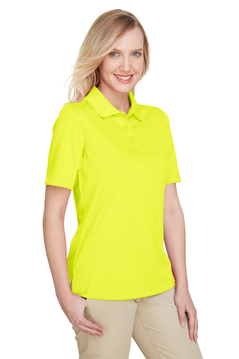 Harriton M348W Womens Advantage Performance Moisture Wicking Short Sleeve Polo Shirt Safety Yellow Model 3q