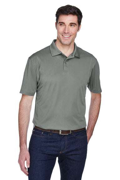 Harriton M354 Mens Moisture Wicking Short Sleeve Polo Shirt Charcoal Grey Model Front