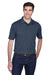 Harriton M354 Mens Moisture Wicking Short Sleeve Polo Shirt Navy Blue Model Front