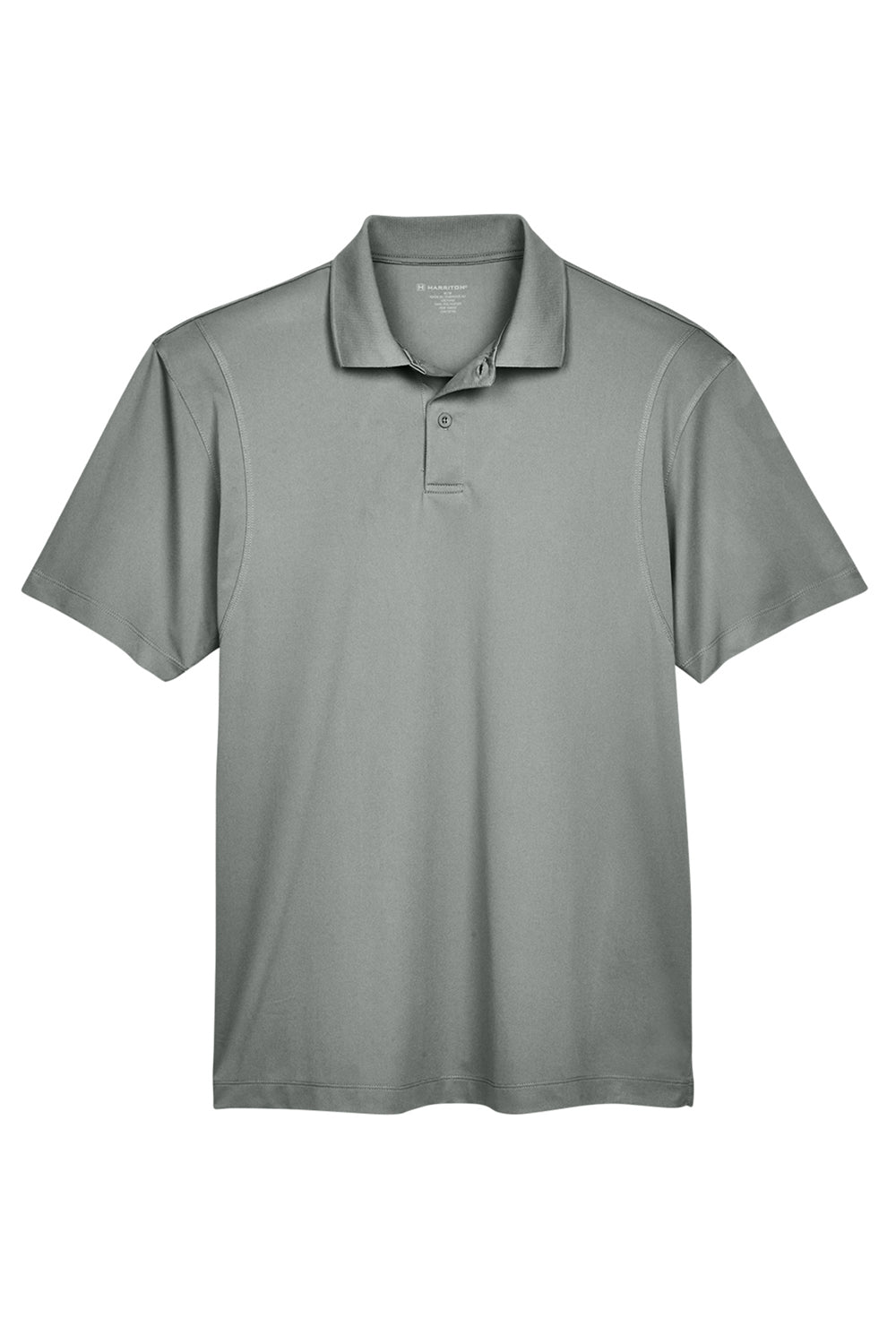 Harriton M354 Mens Moisture Wicking Short Sleeve Polo Shirt Charcoal Grey Flat Front