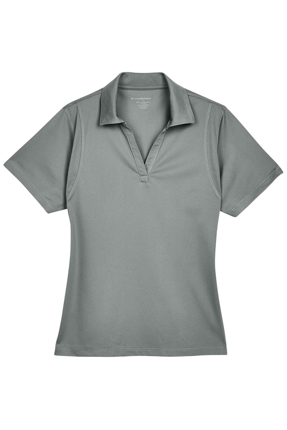 Harriton M354W Womens Moisture Wicking Short Sleeve Polo Shirt Charcoal Grey Flat Front