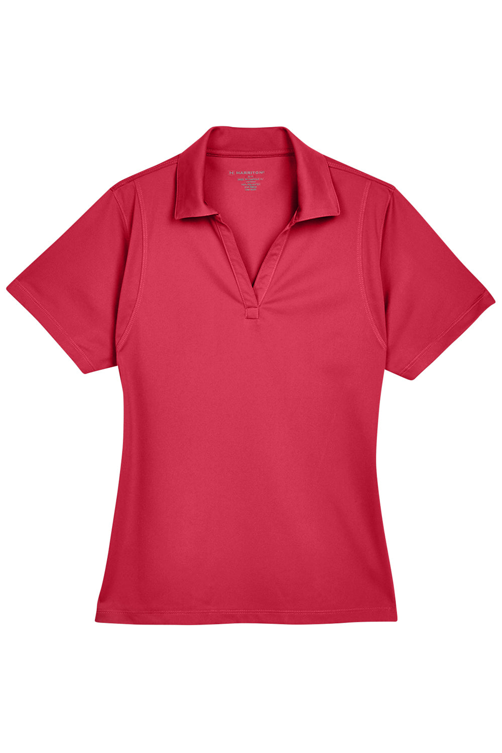 Harriton M354W Womens Moisture Wicking Short Sleeve Polo Shirt Red Flat Front