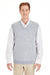 Harriton M415 Mens Pilbloc Pill Resistant V-Neck Sweater Vest Heather Grey Model Front