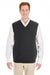 Harriton M415 Mens Pilbloc Pill Resistant V-Neck Sweater Vest Black Model Front