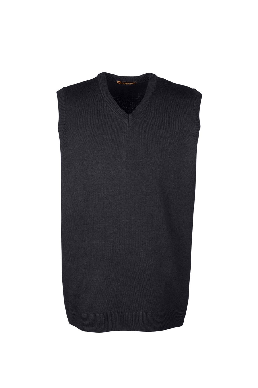 Harriton M415 Mens Pilbloc Pill Resistant V-Neck Sweater Vest Black Flat Front