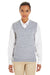 Harriton M415W Womens Pilbloc Pill Resistant V-Neck Sweater Vest Heather Grey Model Front