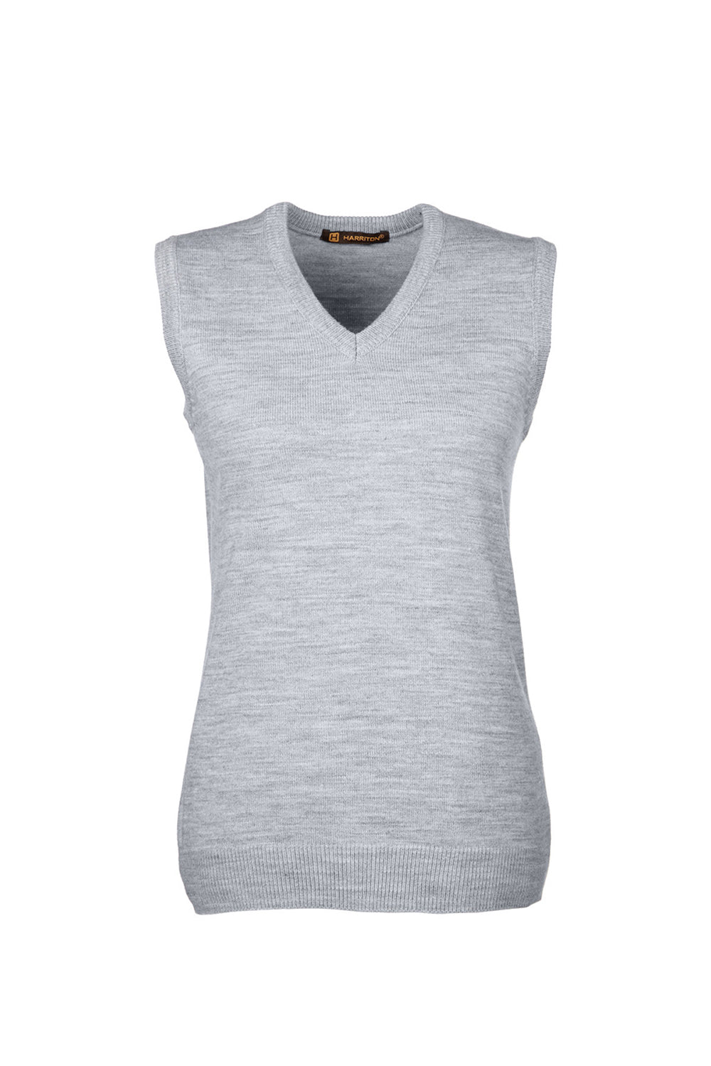 Harriton M415W Womens Pilbloc Pill Resistant V-Neck Sweater Vest Heather Grey Flat Front