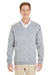 Harriton M420 Mens Pilbloc Pill Resistant V-Neck Long Sleeve Sweater Heather Grey Model Front