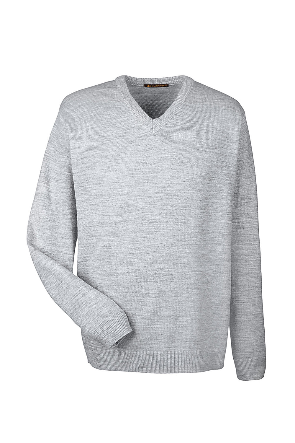 Harriton M420 Mens Pilbloc Pill Resistant V-Neck Long Sleeve Sweater Heather Grey Flat Front