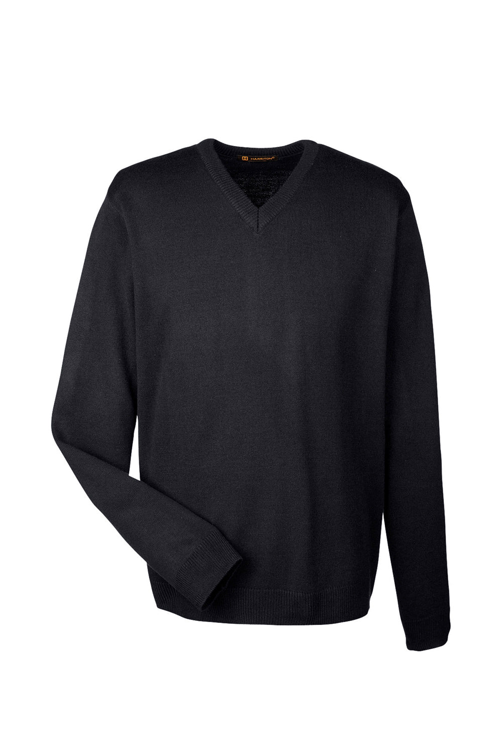 Harriton M420 Mens Pilbloc Pill Resistant V-Neck Long Sleeve Sweater Black Flat Front