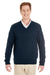 Harriton M420 Mens Pilbloc Pill Resistant V-Neck Long Sleeve Sweater Dark Navy Blue Model Front