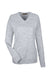 Harriton M420W Womens Pilbloc Pill Resistant V-Neck Long Sleeve Sweater Heather Grey Flat Front