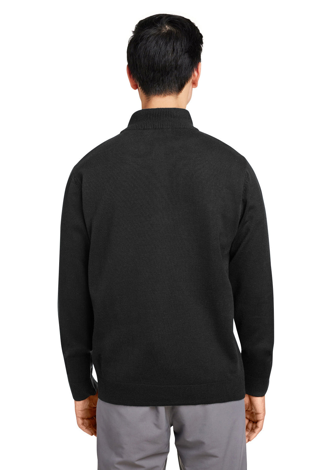 Harriton M421 Mens Pilbloc Pill Resistant 1/4 Zip Sweatshirt Black Model Back