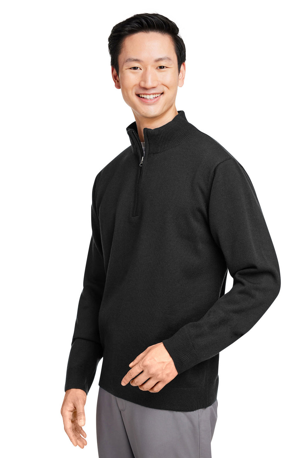 Harriton M421 Mens Pilbloc Pill Resistant 1/4 Zip Sweatshirt Black Model 3q